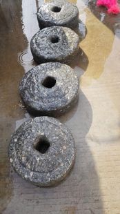 老石头钱 铺地石 花盆底座茶盘配件民俗老物件精品摆件老石槽磨盘