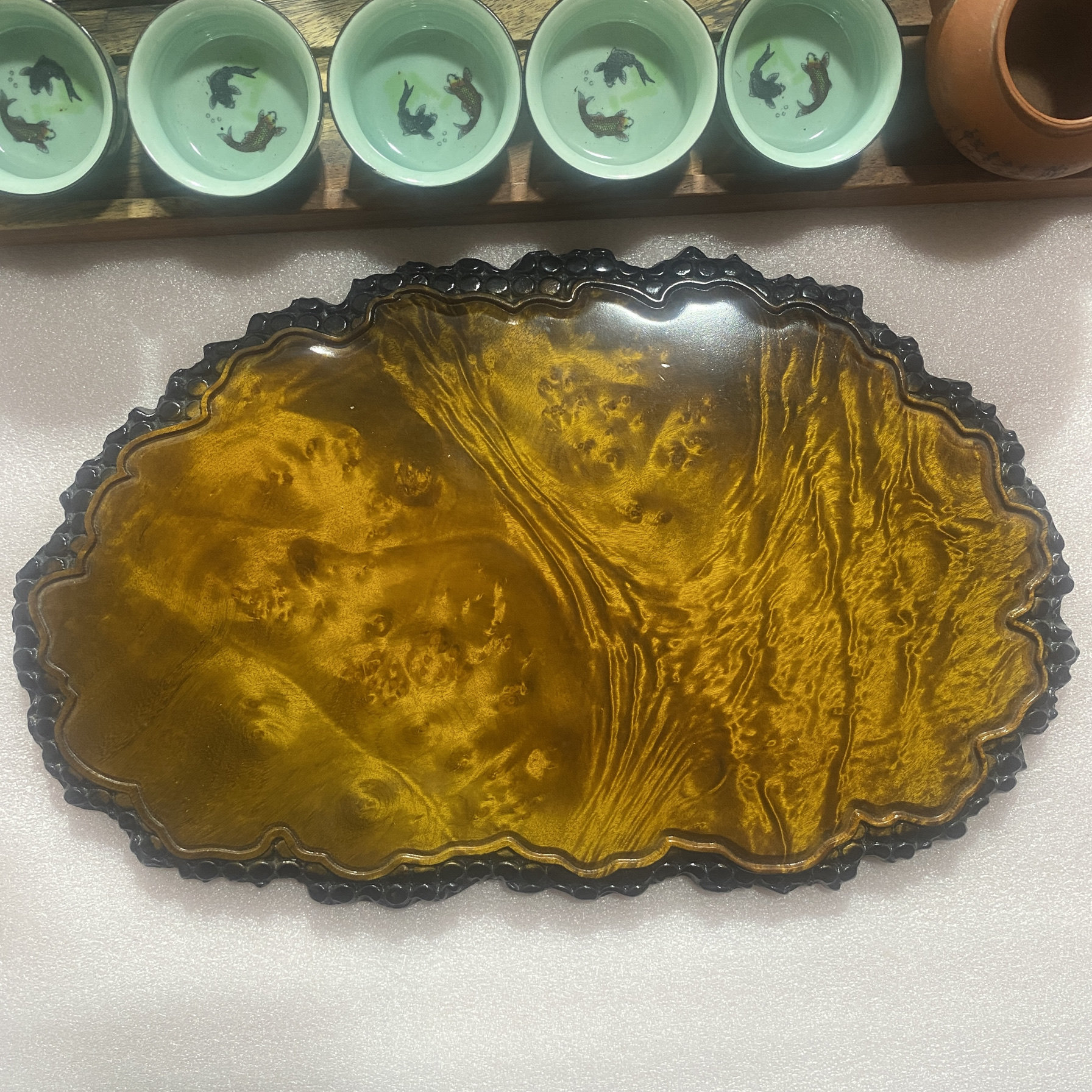 黄金樟干泡茶台整块实木茶盘根雕茶海茶托功夫茶具小号简约家用