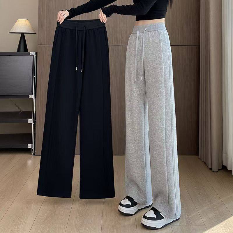 窄版香蕉裤女秋冬2025新款高腰加绒纯棉运动卫裤直筒休闲阔腿裤子,女装/女士精品,卫裤,淘宝优惠券,粉丝福利购,淘宝优惠卷