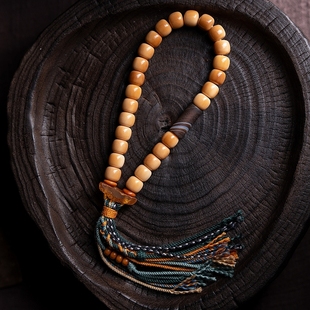 卡杰格朵.天然原生态陈籽菩提根佛珠手串盘玩单圈流苏菩提子手持