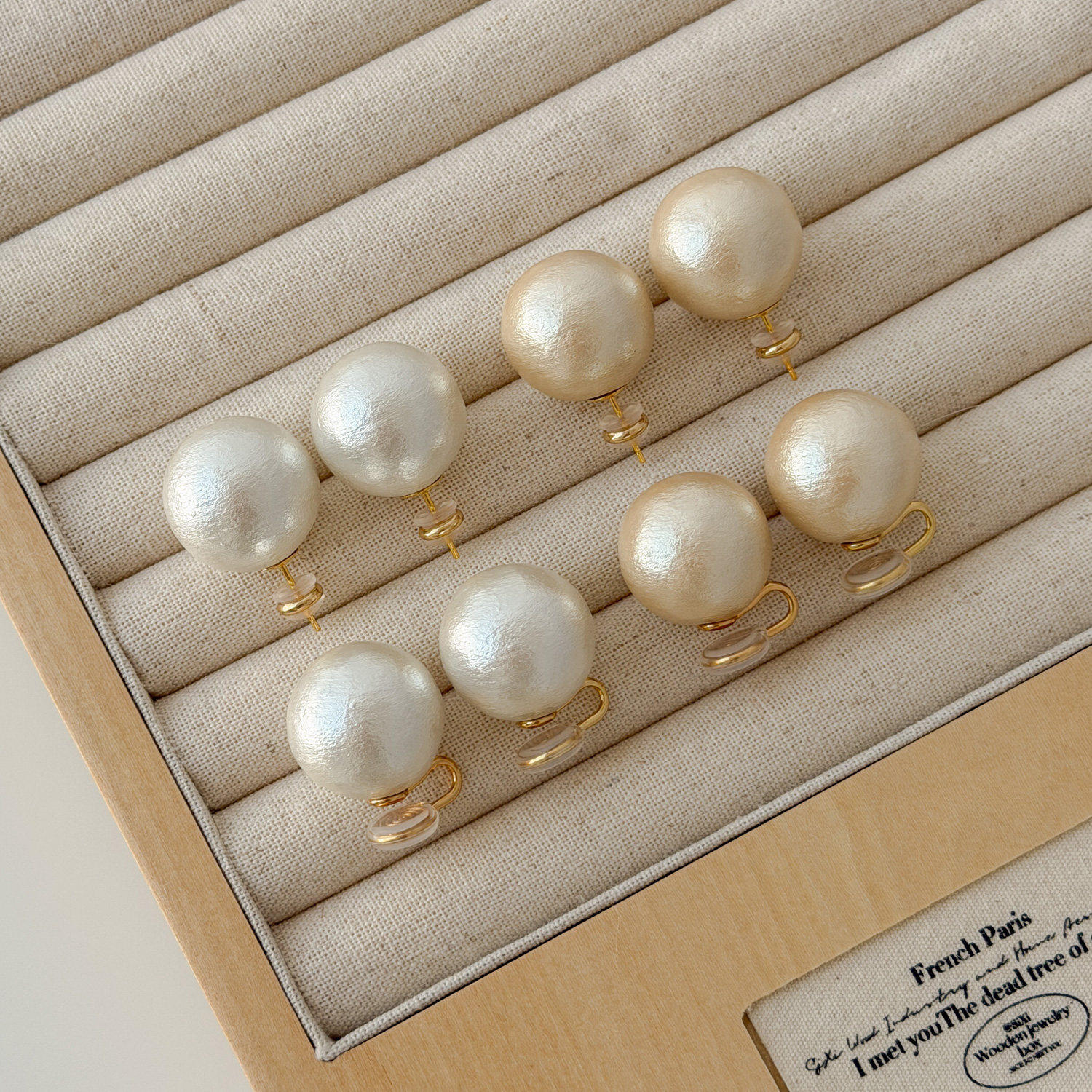 棉花珍珠/超大颗20mm日本贵和进口925银耳钉简约气质高级感耳环女