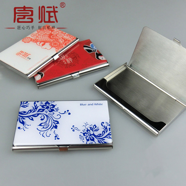 中国风特色礼品出国送老外青花瓷名片夹古典不锈钢脸谱商务名片盒