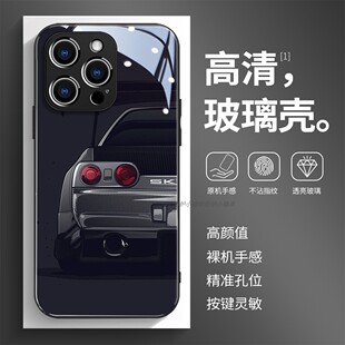玻璃手机壳适用苹果17iPhone16Pro15Max13Pro12XS14XR11X 跑车尾翼超酷3