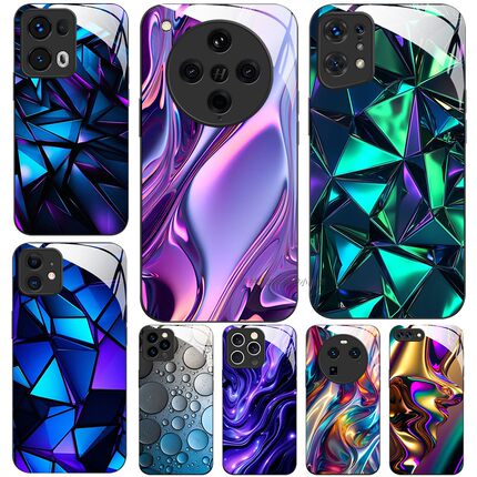 玻璃手机壳适用OPPO FINDX8 PRO X7X6X5X3RENO13RPO12 11K12K11K10  科技感流光溢彩