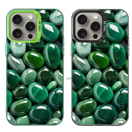 大孔硬壳手机壳适用苹果iPhone17Pro16Max13Pro15XS14XR8X7plus12SE11 绿色石头4