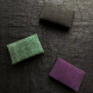 香云纱薄款 妍制 小巧简约便携黑色紫色绿色真丝手工 卡包名片夹
