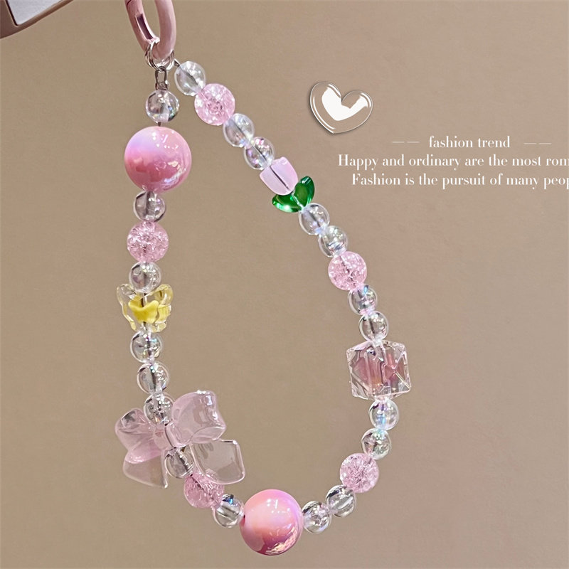 粉色郁金香手机链挂绳蝴蝶结甜蜜少女心挂饰网红同款手提相机链条,3C数码配件,手机挂件/手机链,淘宝优惠券,粉丝福利购,淘宝优惠卷