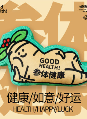 啥玩异WHATFUN财运系列参体健康沙发抱枕办公抱枕靠垫文创礼物