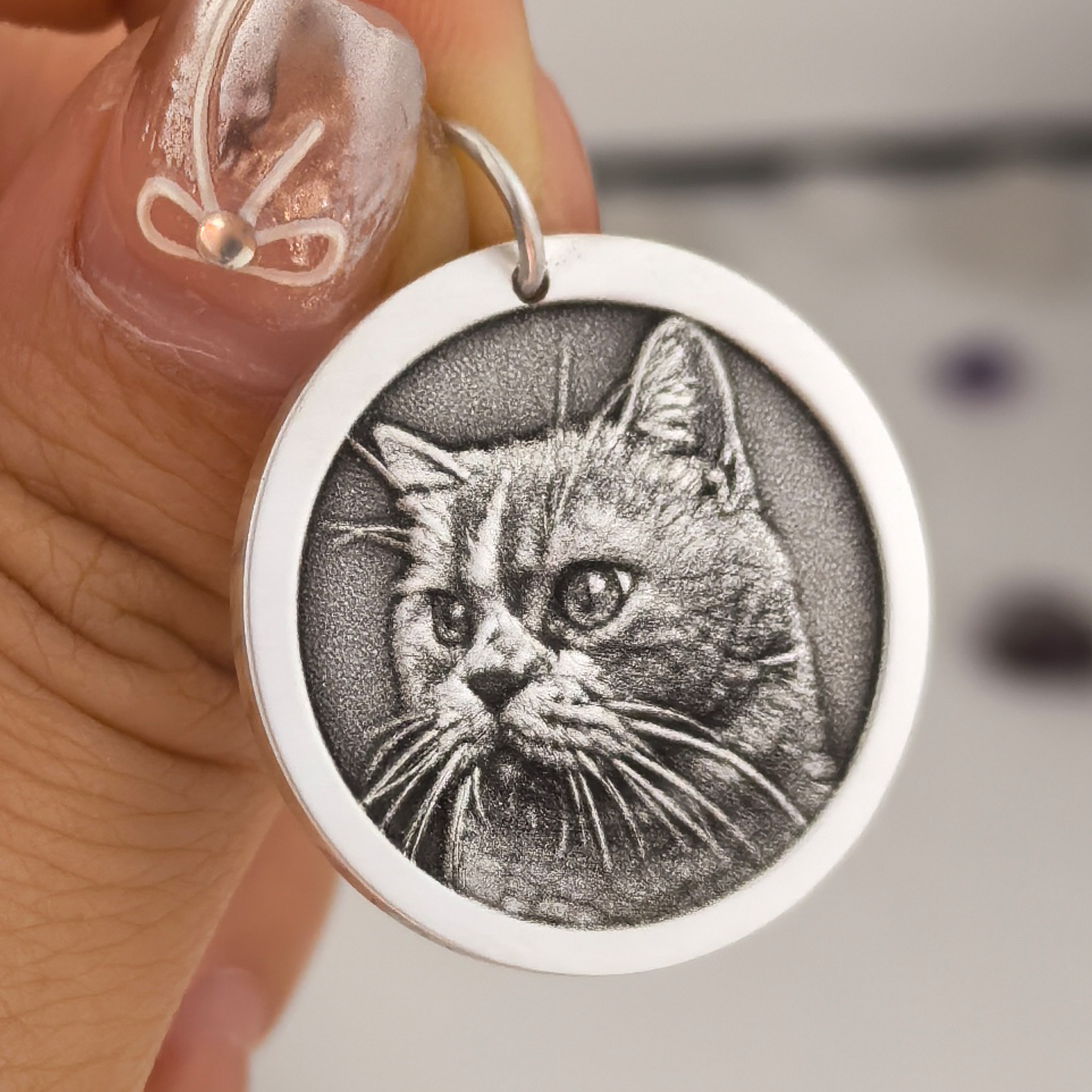 纯银浮雕狗牌挂牌定制名牌项圈身份牌吊牌