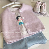 毛衣开衫 宝宝洋气时尚 外搭坎肩 新款 女童简约粉色针织马甲2025秋季
