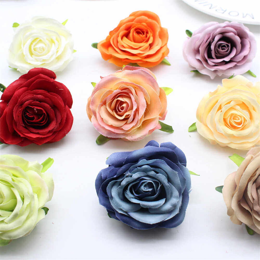 仿真苞芯玫瑰花朵 玫瑰花墙装饰 手捧花帽花制作diy 7cm 玫瑰花头