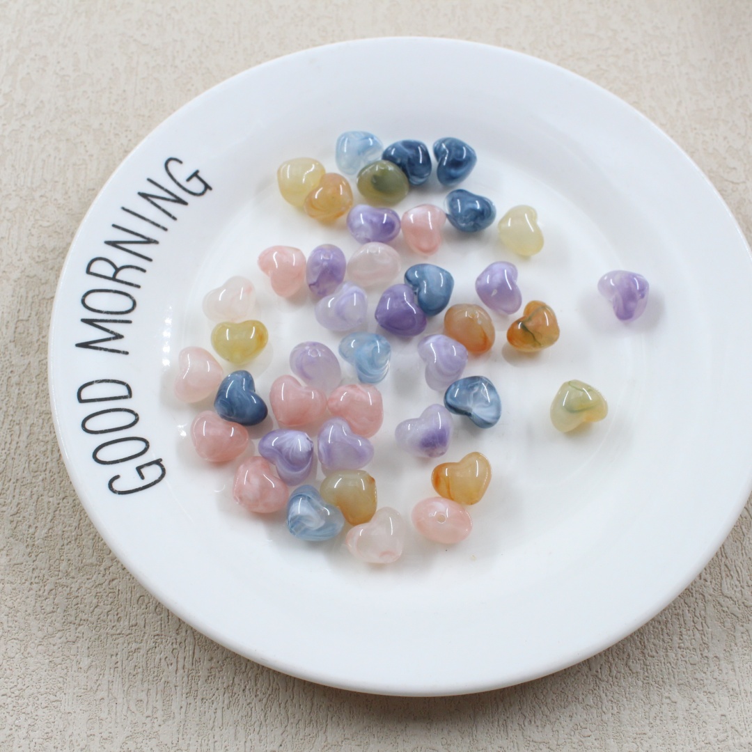 新款新中式桃心晕染小爱心散珠子