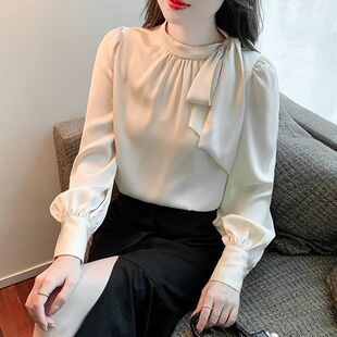 2023新款 蝴蝶结衬衫 女士小众设计感洋气别致漂亮长袖 上衣 春秋时尚