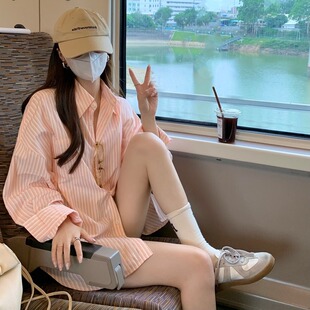 高级感气质防晒长袖 上衣夏宽松设计感小众衬衣外套 女薄款 条纹衬衫