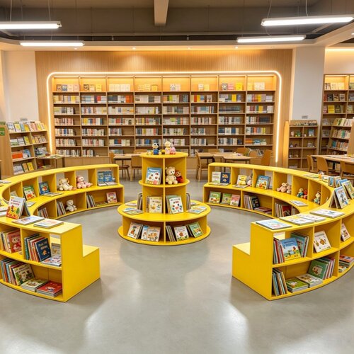 儿童卡通实木绘本架收纳环形落地