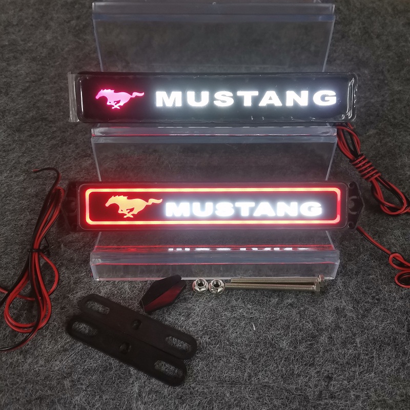 适用于野马Mustang汽车改装中网发光标灯 个性氛围LED车标灯改装
