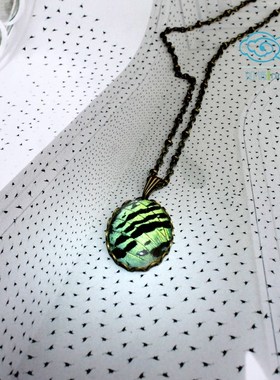 蝴蝶翅膀复古标本原创吊坠项链