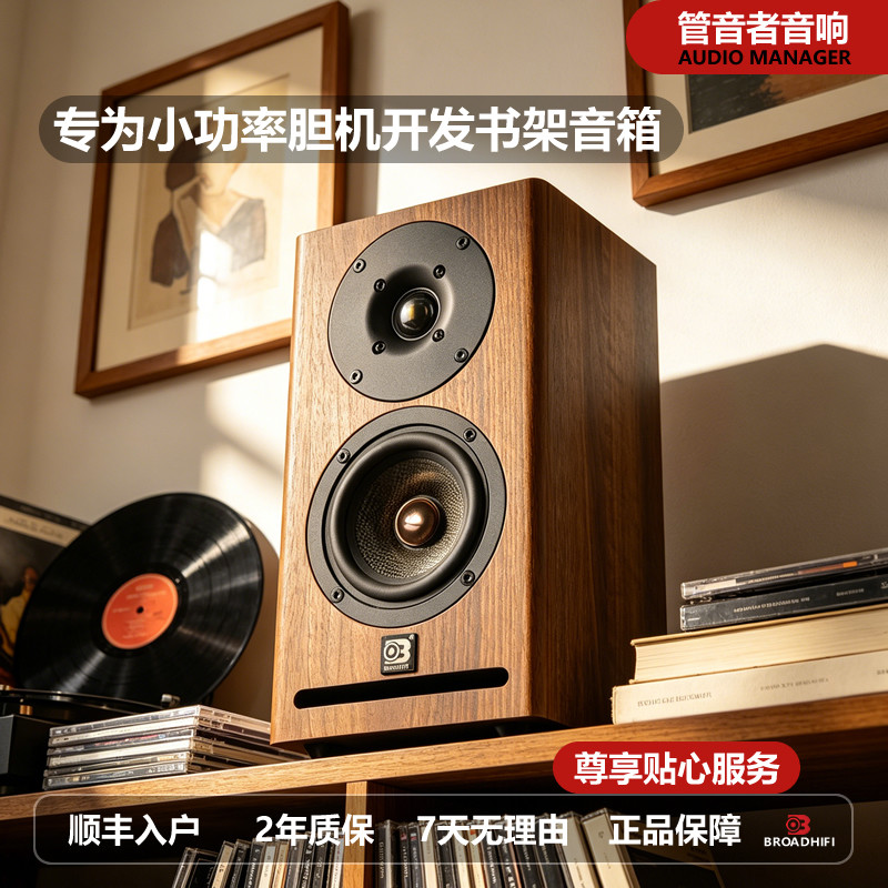 管音者碳纤维4寸2分频搭配300B胆机人声乐器桌面发烧无源书架音箱