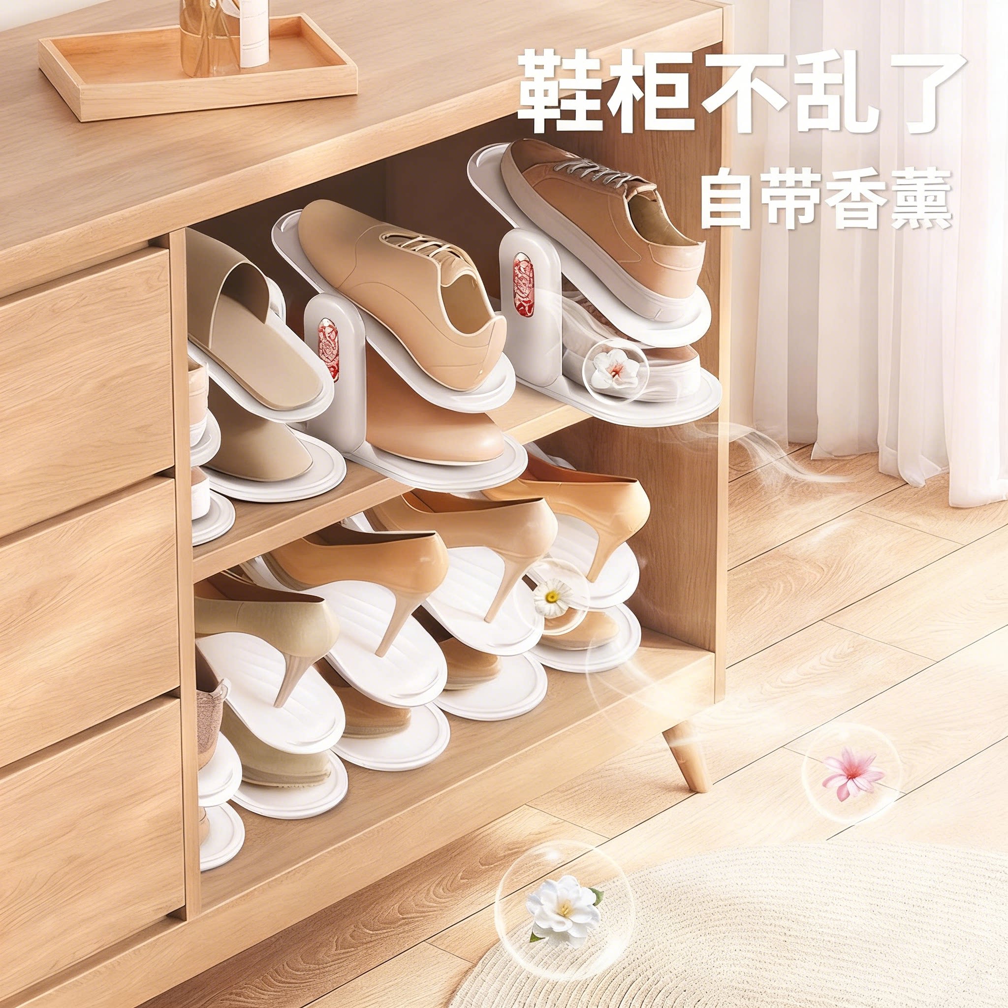 双层可调折叠省空间鞋托架