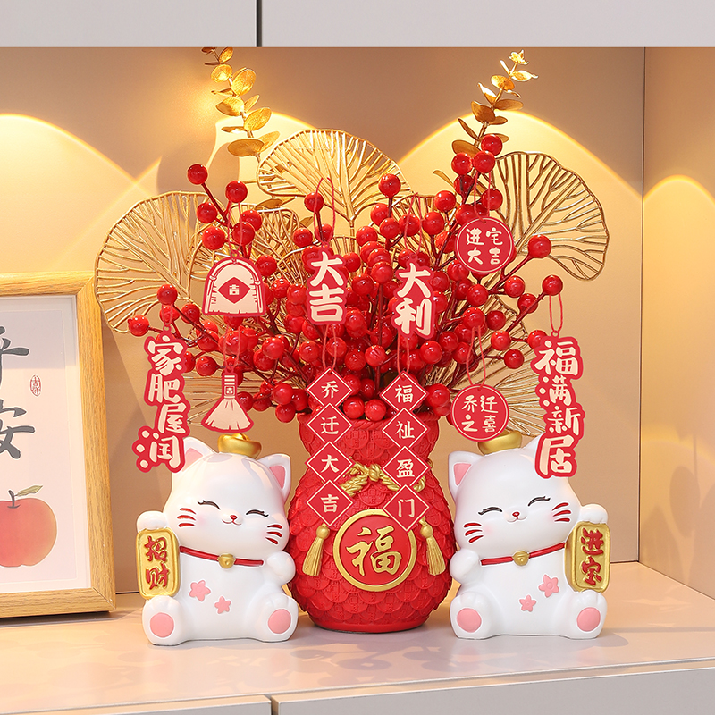创意招财猫福袋摆件玄关装饰品