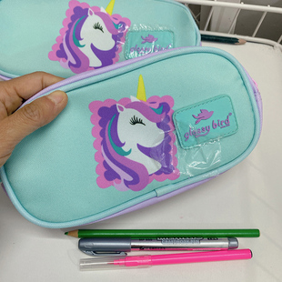 外贸出口glossy 小学生可爱独角兽小马 笔袋