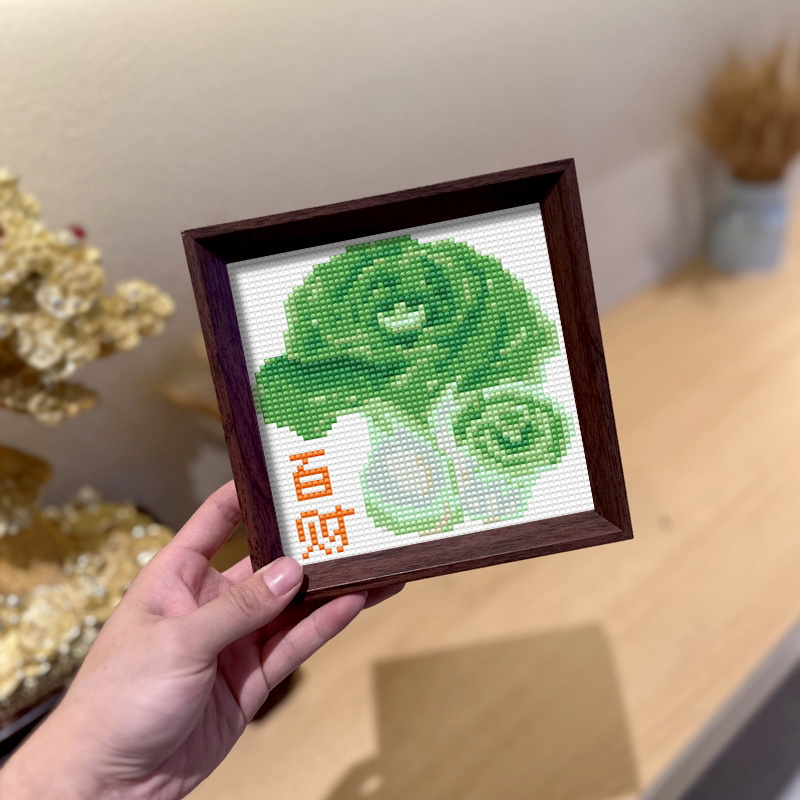 白菜DIY钻石画摆台带框