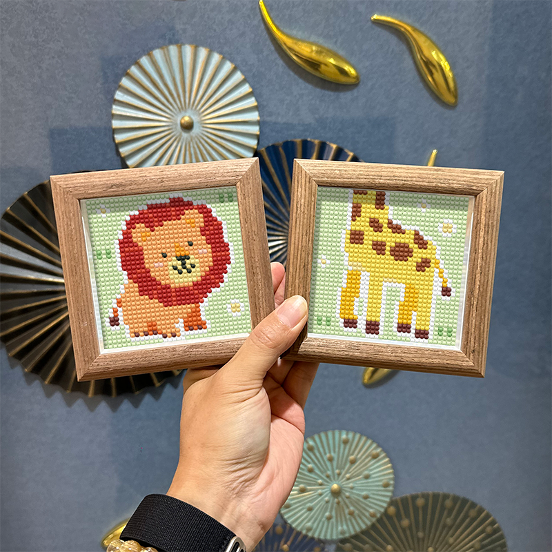 带相框 钻石贴画2026新款儿童手工diy贴钻卡通动物益智玩具砖石画,居家布艺,钻石绣,淘宝优惠券,粉丝福利购,淘宝优惠卷