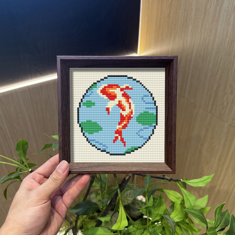锦鲤送福钻石画满钻带框