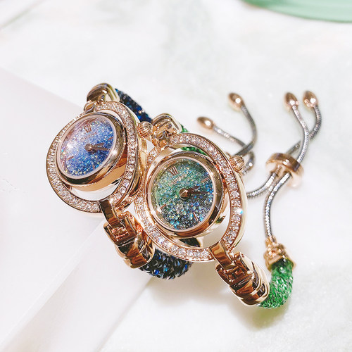 davena满天星女士手链手表小绿表