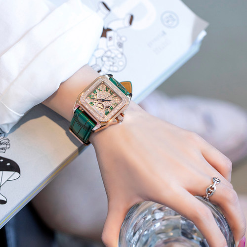 满天星满钻时尚方形女士机械手表