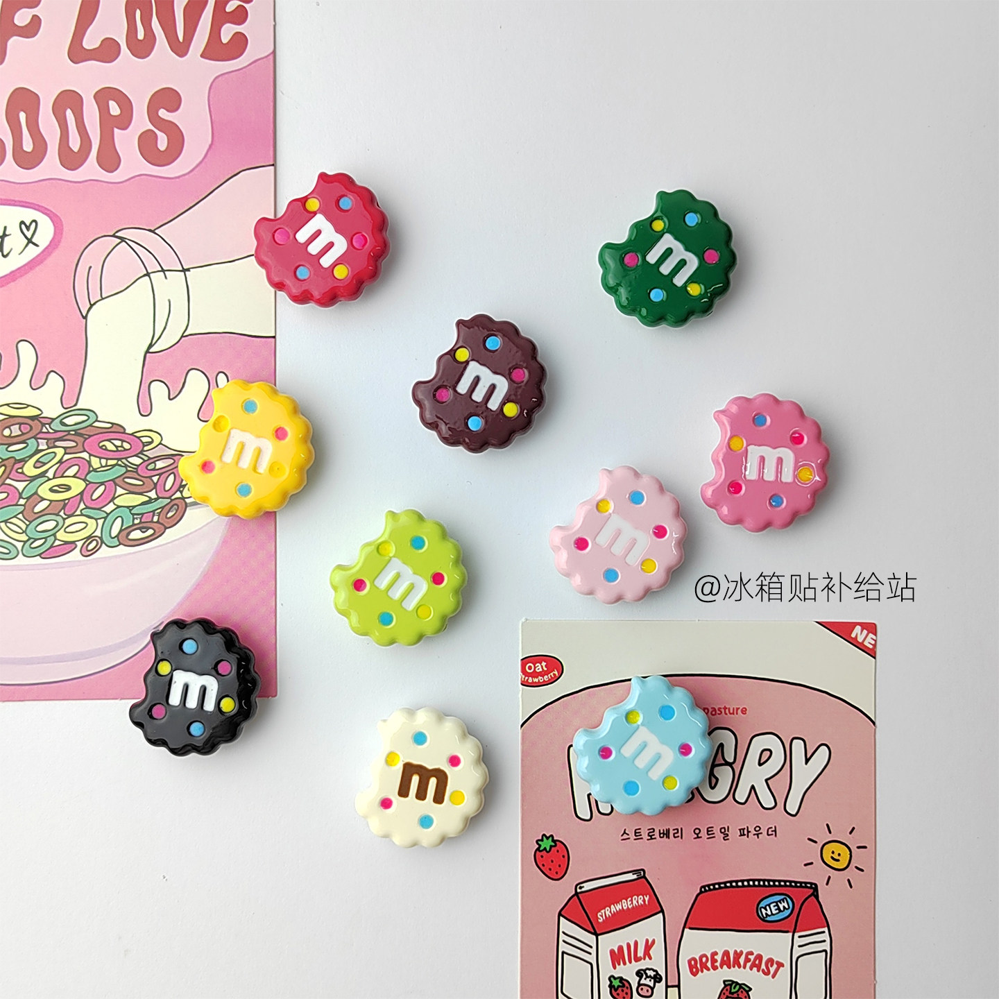 马卡龙卡通m豆饼干冰箱贴磁吸装饰洞洞板磁性贴磁贴磁吸固定照片