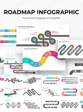 ppt模板项目流程时间线公路图表商业工作总结品牌业务投资营销228