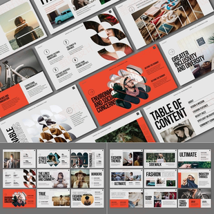 作品推广商业品牌产品项目业务投资营销387 ppt模板几何分割风格