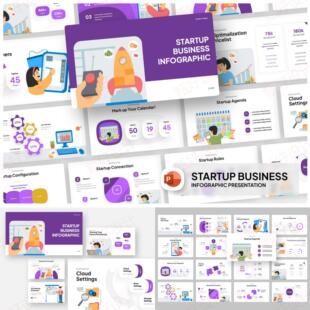 ppt模板创业管理推广企业工作流程总结品牌项目投资培训信息图804