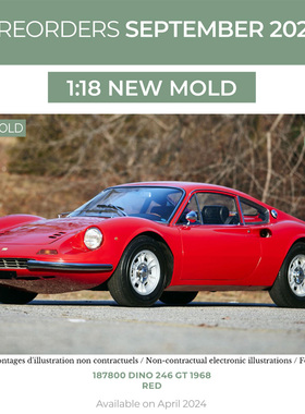 NOREV 1/18 Dino 246 GT 1968 Red 红色 合金汽车模型 不可开门