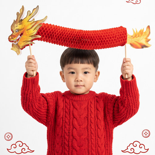 幼儿园运动会国风舞龙拍照道具
