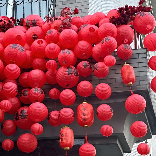 结婚喜字灯笼院子装饰婚房布置