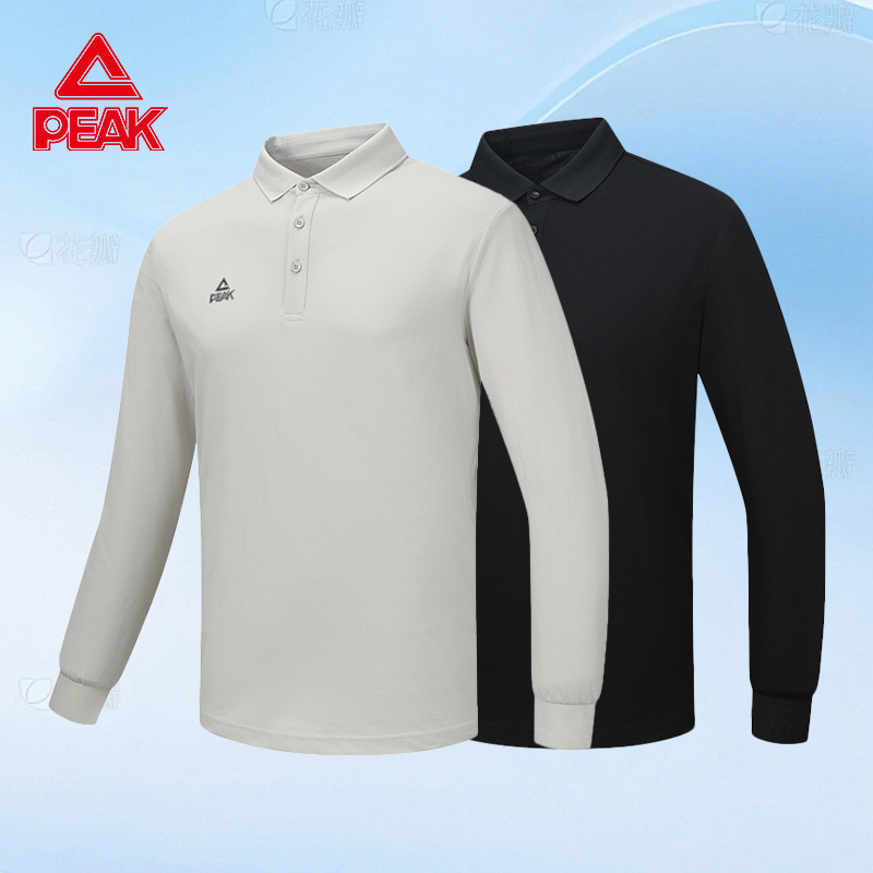 匹克运动POLO衫男2025春秋新款长袖翻领T恤男女同款户外休闲上衣