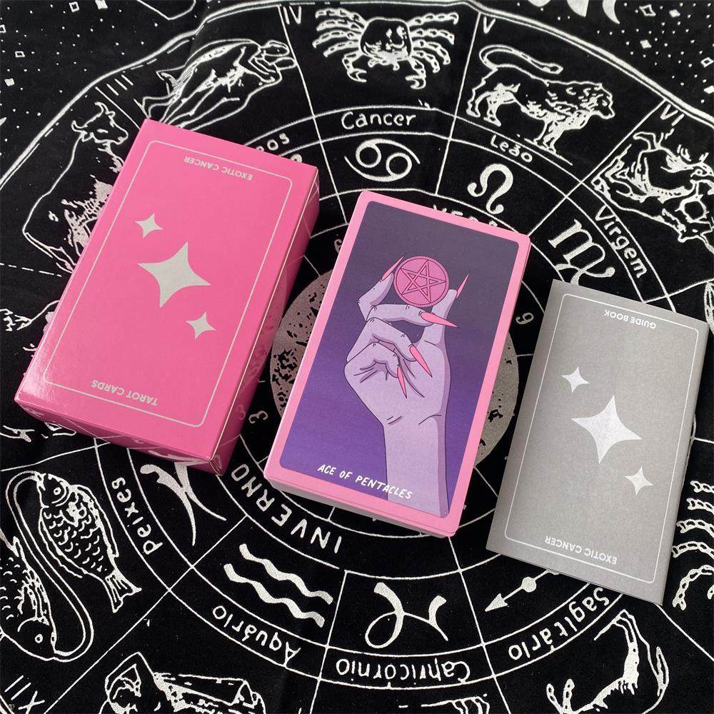 英文Exotic Cancer Tarot 粉色巨蟹塔罗牌卡牌游戏12×7cm