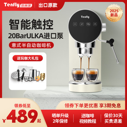 Tenfly添美家意式浓缩咖啡机家用小型20Bar萃取半自动蒸汽打奶泡