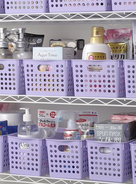 inomata日本进口塑料收纳筐桌面零食收纳篮杂物收纳框化妆品置物