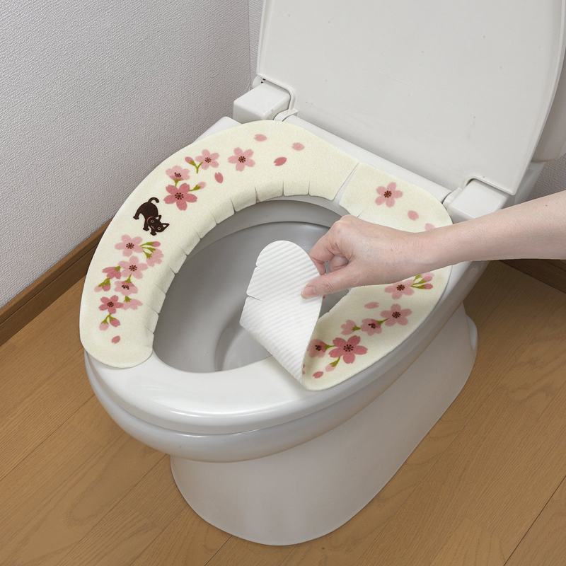 日本进口马桶坐垫家用马桶贴坐便器垫圈坐便套加厚毛绒四季套粘贴