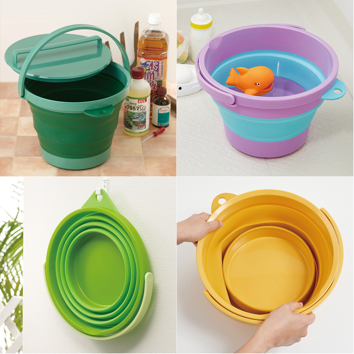 日本折叠水桶钓鱼露营户外提水桶