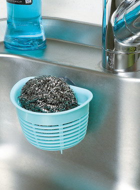 inomata日本进口水槽强力吸盘沥水篮锅刷海绵收纳篮小物置物篮子