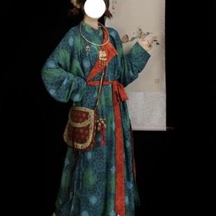 国风日常刺绣汉服春夏女 原创唐制圆领袍灯笼裤 轻汉坊 福星高照