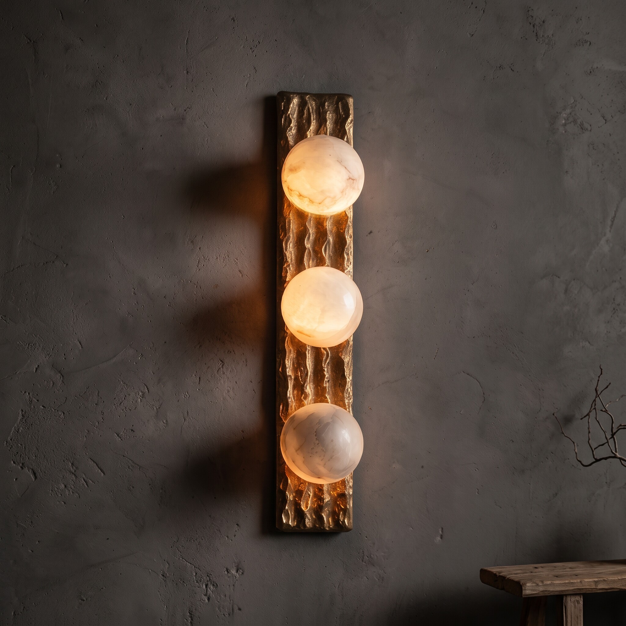 轻奢天然云石古铜壁灯个性肌理客厅背景墙卧室床头艺术装饰灯具