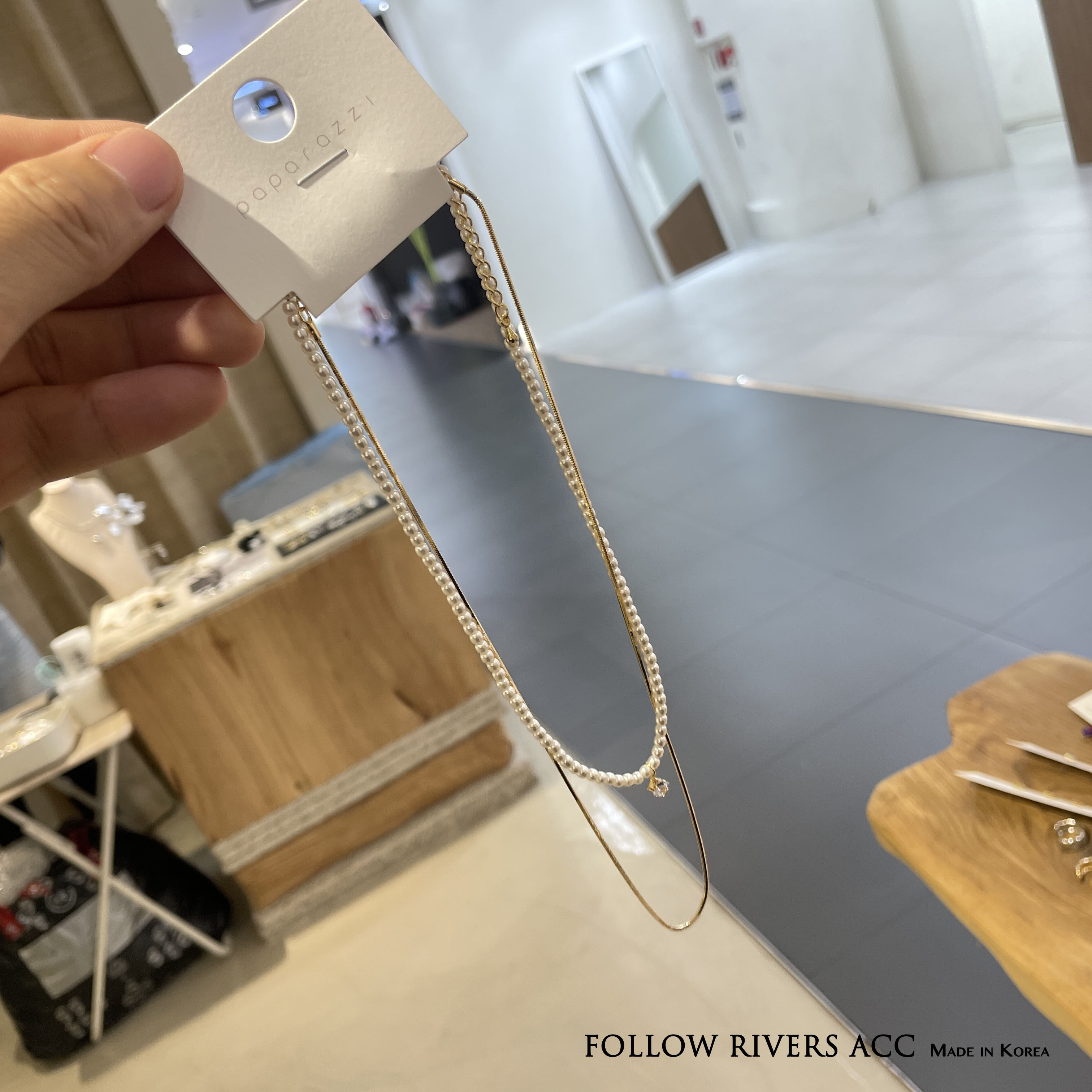 韩国东大门paparazzi珍珠闪钻双层可拆分项链蛇骨链小众时尚百搭