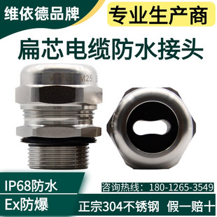 M12 M72不锈钢扁孔电缆头多种材质扁芯锁紧固定头防水密封填料函