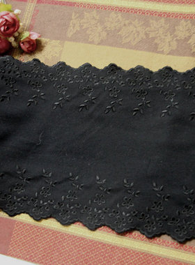64D 特价  客供 黑色 针织弹力双边丝线绣花边19公分宽 11元1米