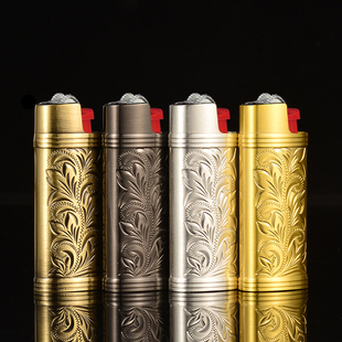 BIC比克J5J3金属外壳打火机创意浮雕高档一次性砂轮明火防爆家用